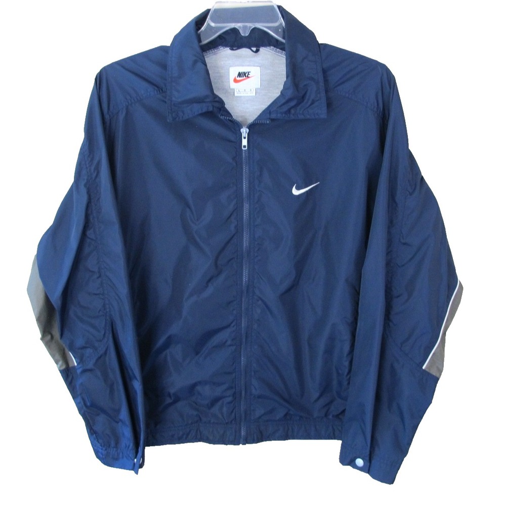 Vintage 90s Nike Full Zip Vented Nylon Windbreaker‎ Jacket Men's Large Blue